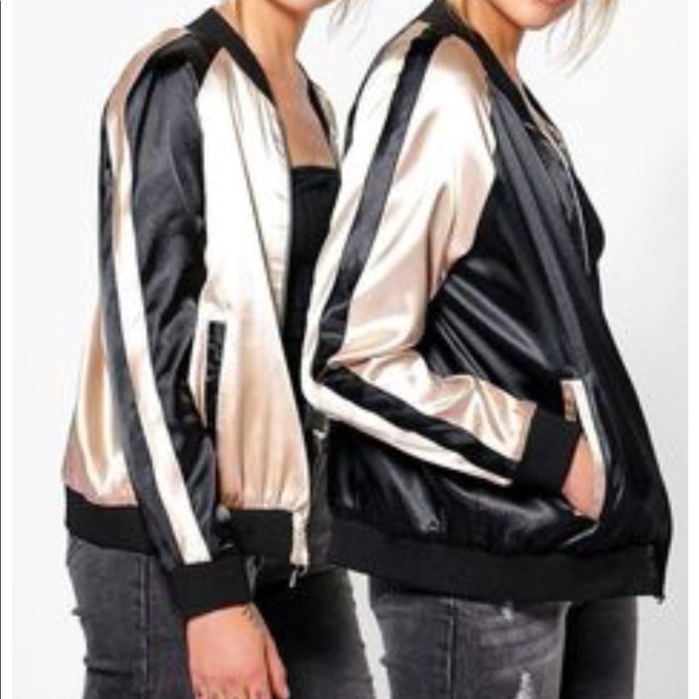 Boohoo Reversible Satin Bomber Jacket